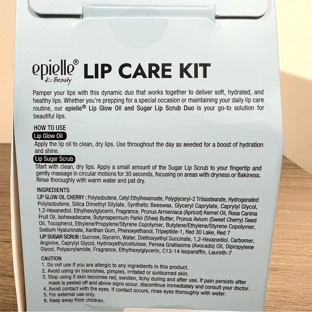 K-Beauty Epielle Lip Glow Oil Lip Sugar Scrub Cherry Lip Kit